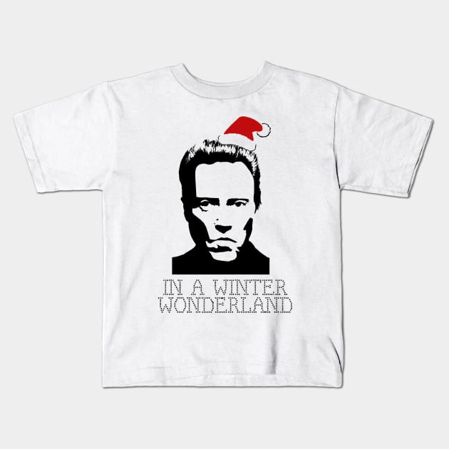 Walken In A Winter Wonderland Christmas Knit Kids T-Shirt by Angel arts